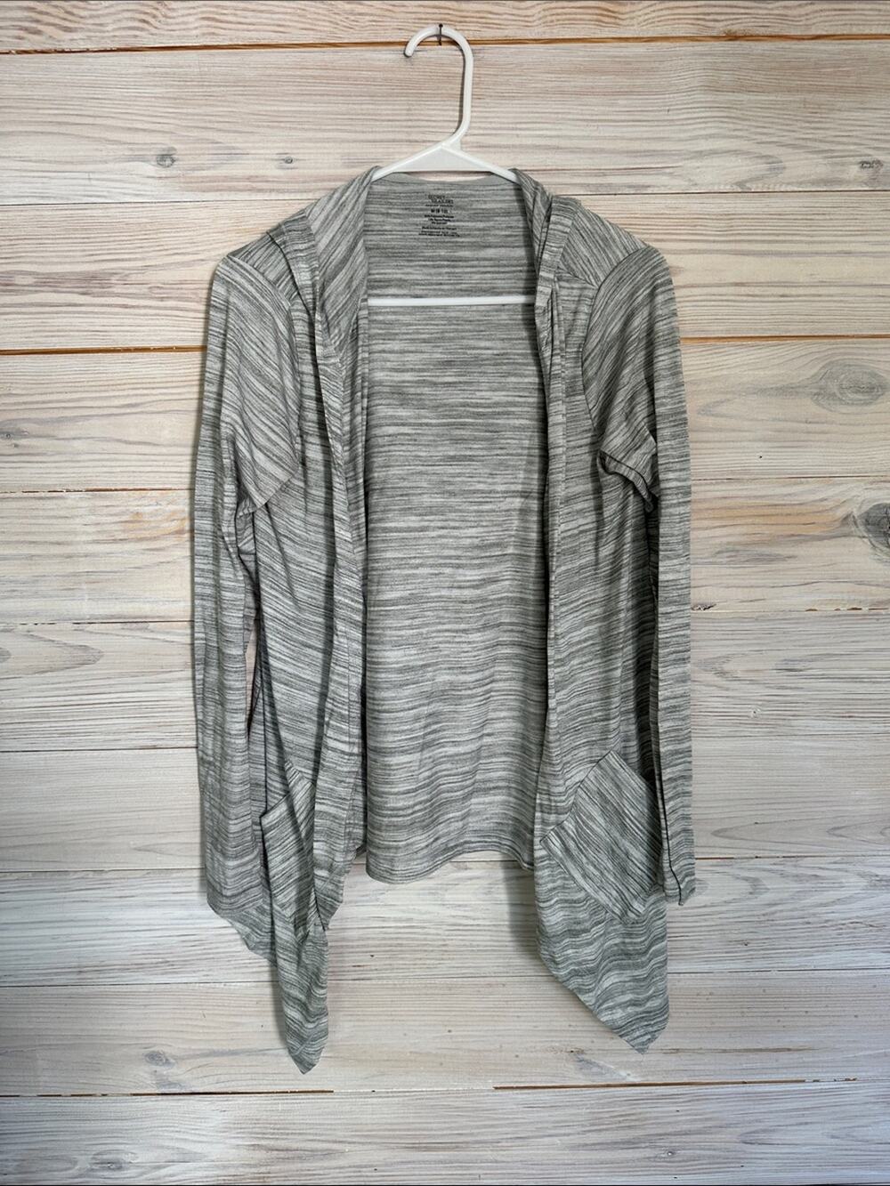 Light Gray Open-Front Hooded Women's Sweater Cardigan